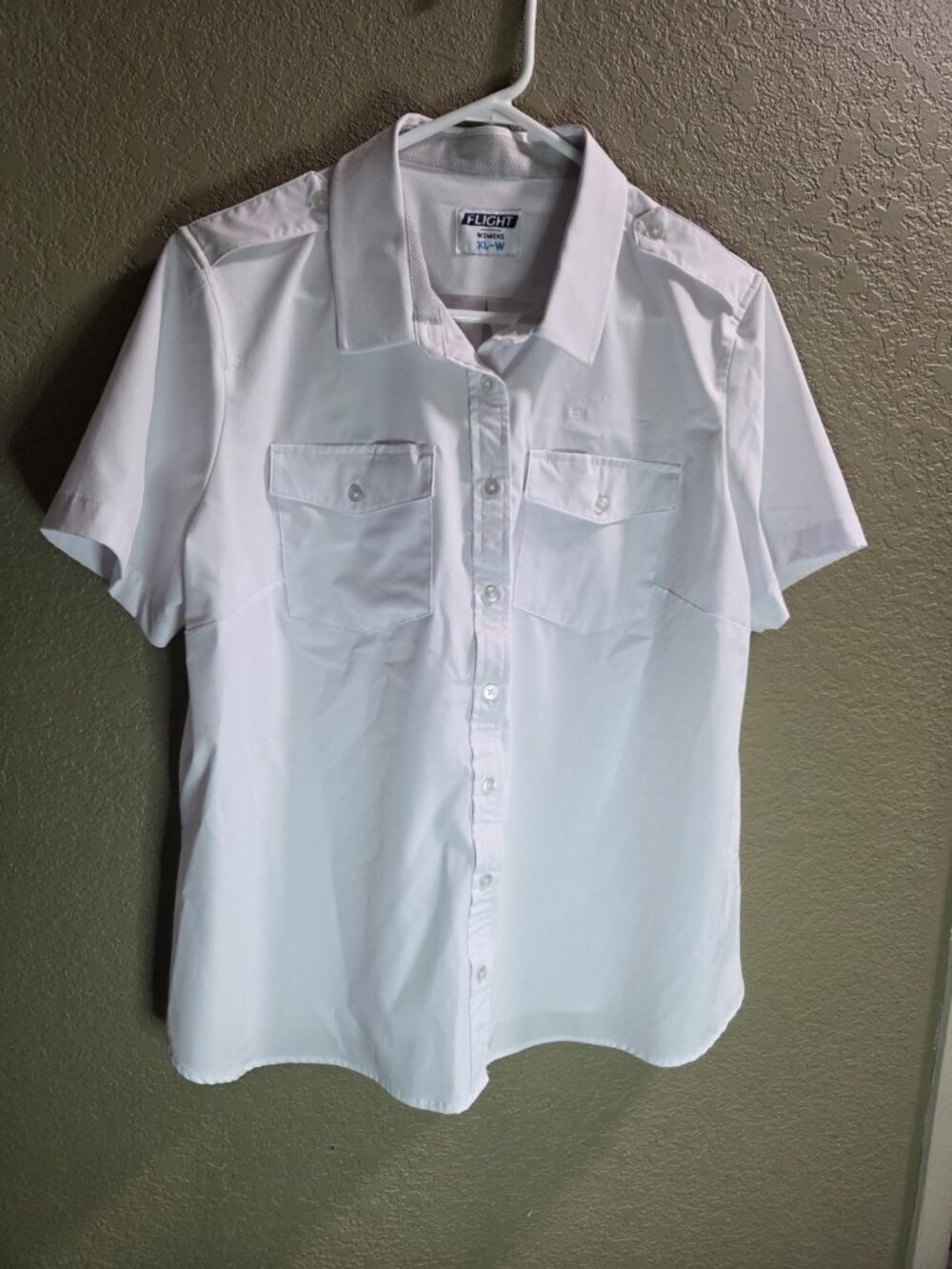 Flight Brand Uniform Pilot Shirt w/ Eyelets Womens XL Athletic Fit Short Sleeve